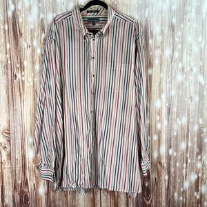 Men’s Paul Frederick Colorful Striped Long Sleeved Button Up Shirt 3XLT